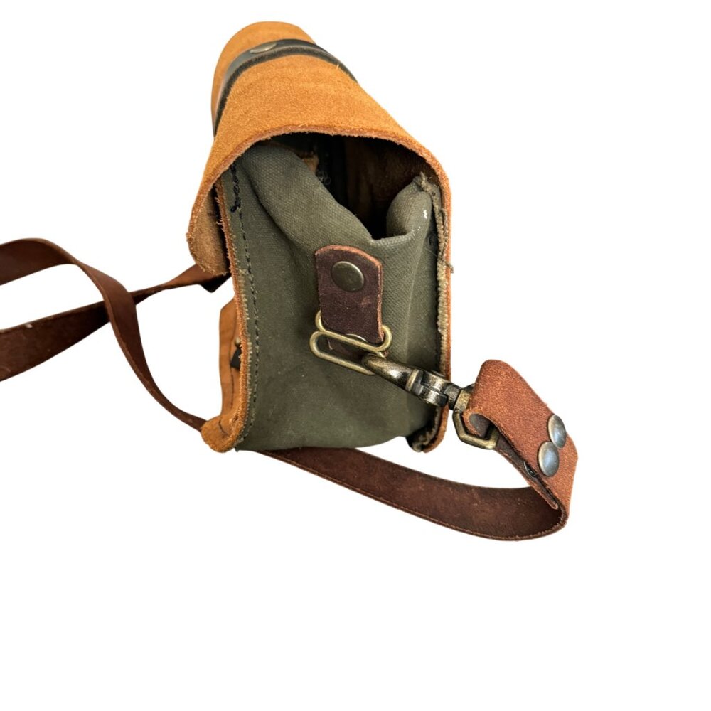 Rogue Journeymen Brown Suede & Green Canvas Crossbody Bag With Adjustable Strap - Picture 4 of 10